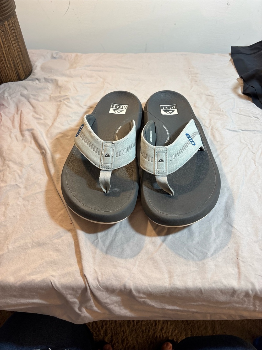 Reef Gray Flip Flop Sandals with Light Gray Straps